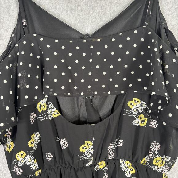 Maurices Fairy Coquette Y2K Dress XS Sheer Polka Dot Floral Asymmetric Babydoll - Picture 12 of 16